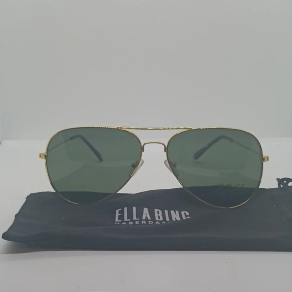 NWT UNISEX ELLA BING HABERDASHERY AVAITOR SUNGLASSES GOLD main image 4